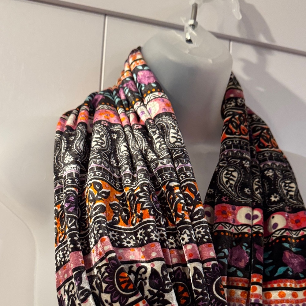 Christian Lacroix Black and Pink Patterned Scarf